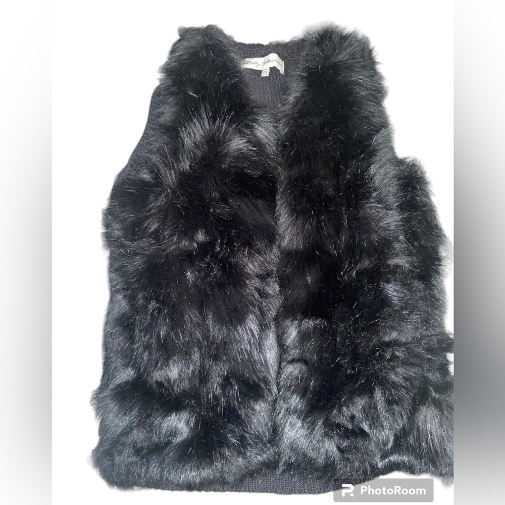 NWOT Ladies Sebby Collection Faux Fur Black Vest Size Xl Sweater Back